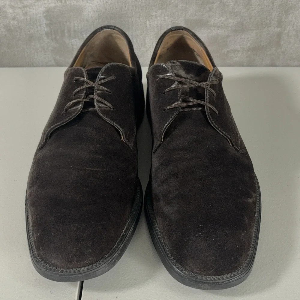 Salvatore Ferragamo Derby Shoes Mens 8.5 Brown Suede Leather Lace Up Italy
